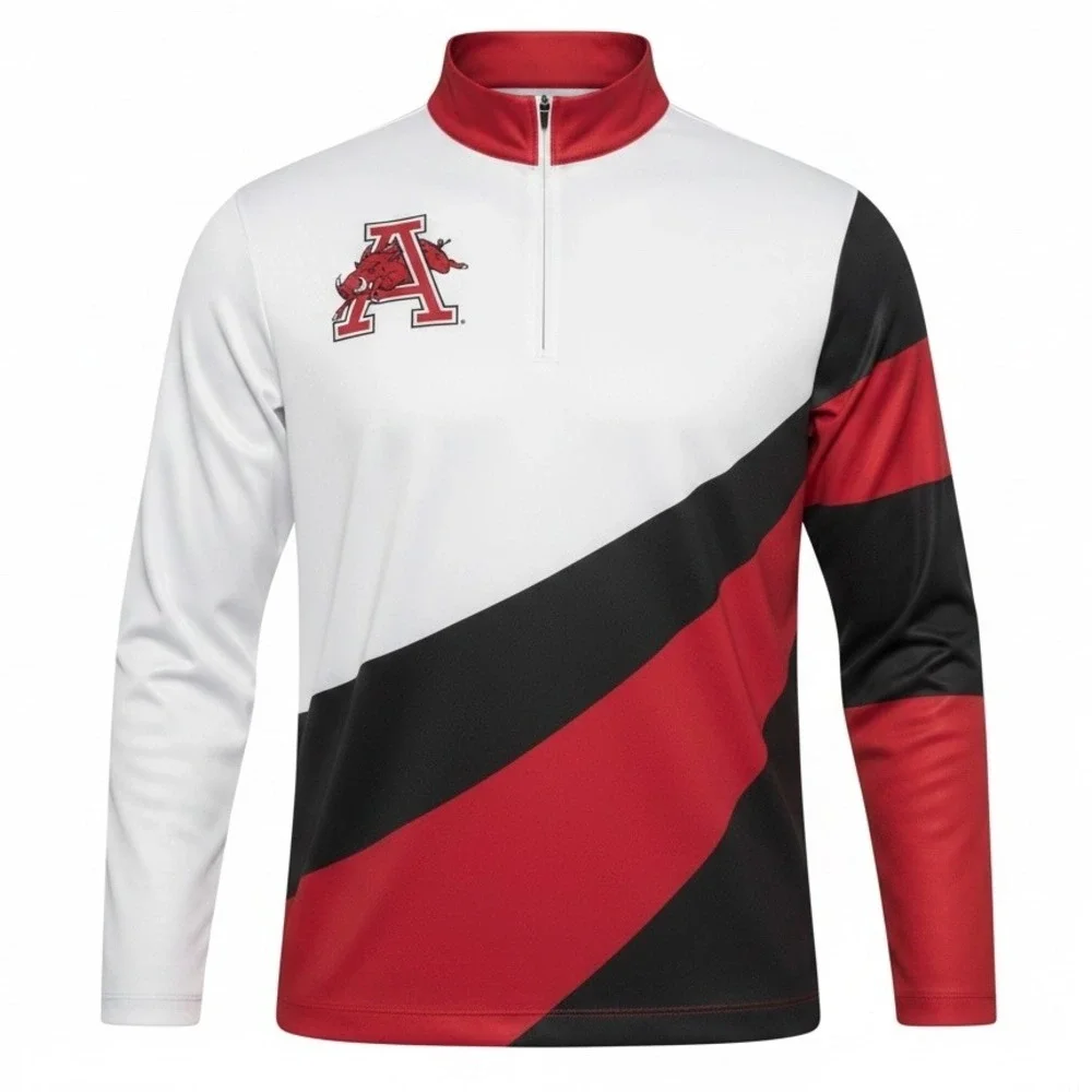 19Nine Arkansas Razorbacks 1/4 Zip Pullover Mens Size L Retro Hardwood History